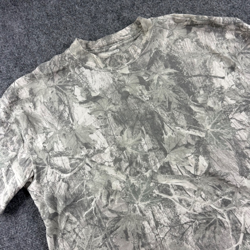 Hollister T Shirt Large Gray Camo Heavyweight Boxy Fit Mens